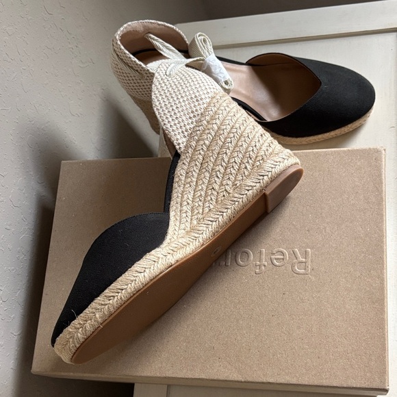 Reformation Camille Espadrille Black Wedge Platform Sandals for Women NWT Size10 - Picture 7 of 7
